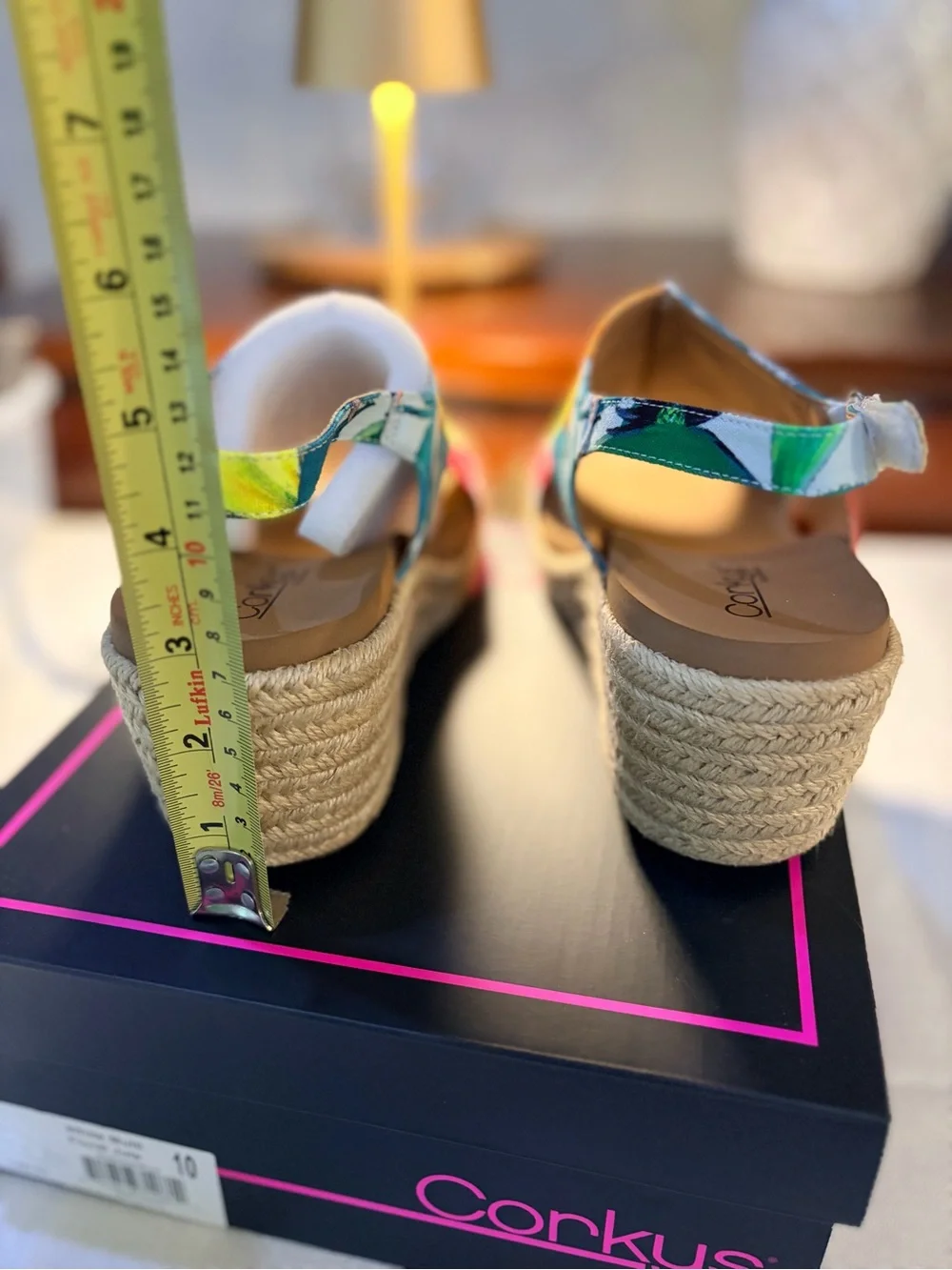 Corkys Tropical Floral Peep-Toe Espadrille Wedges